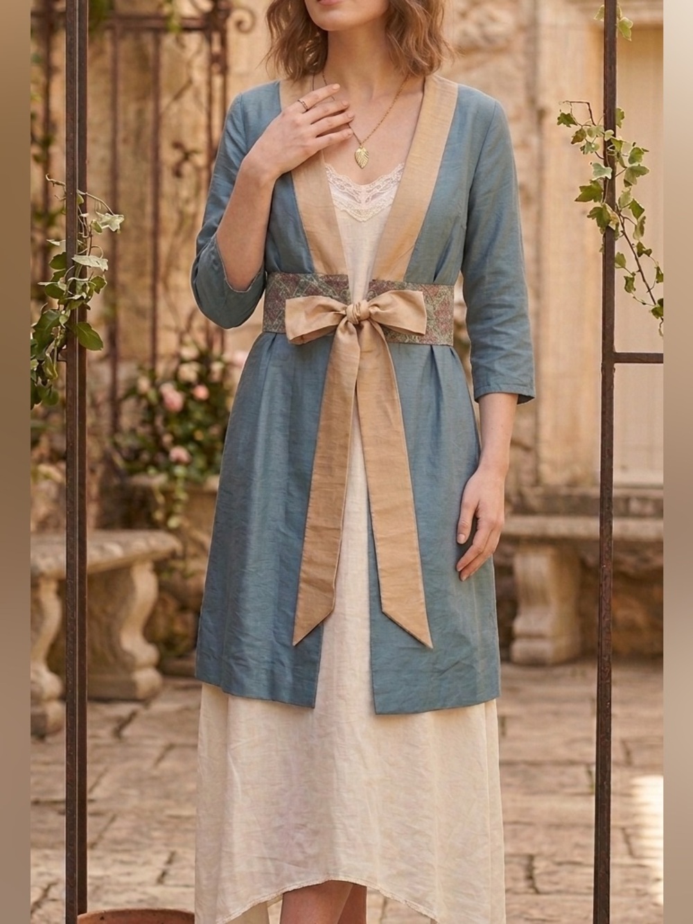 Tracy Porter Tie Front Kimono in Teal